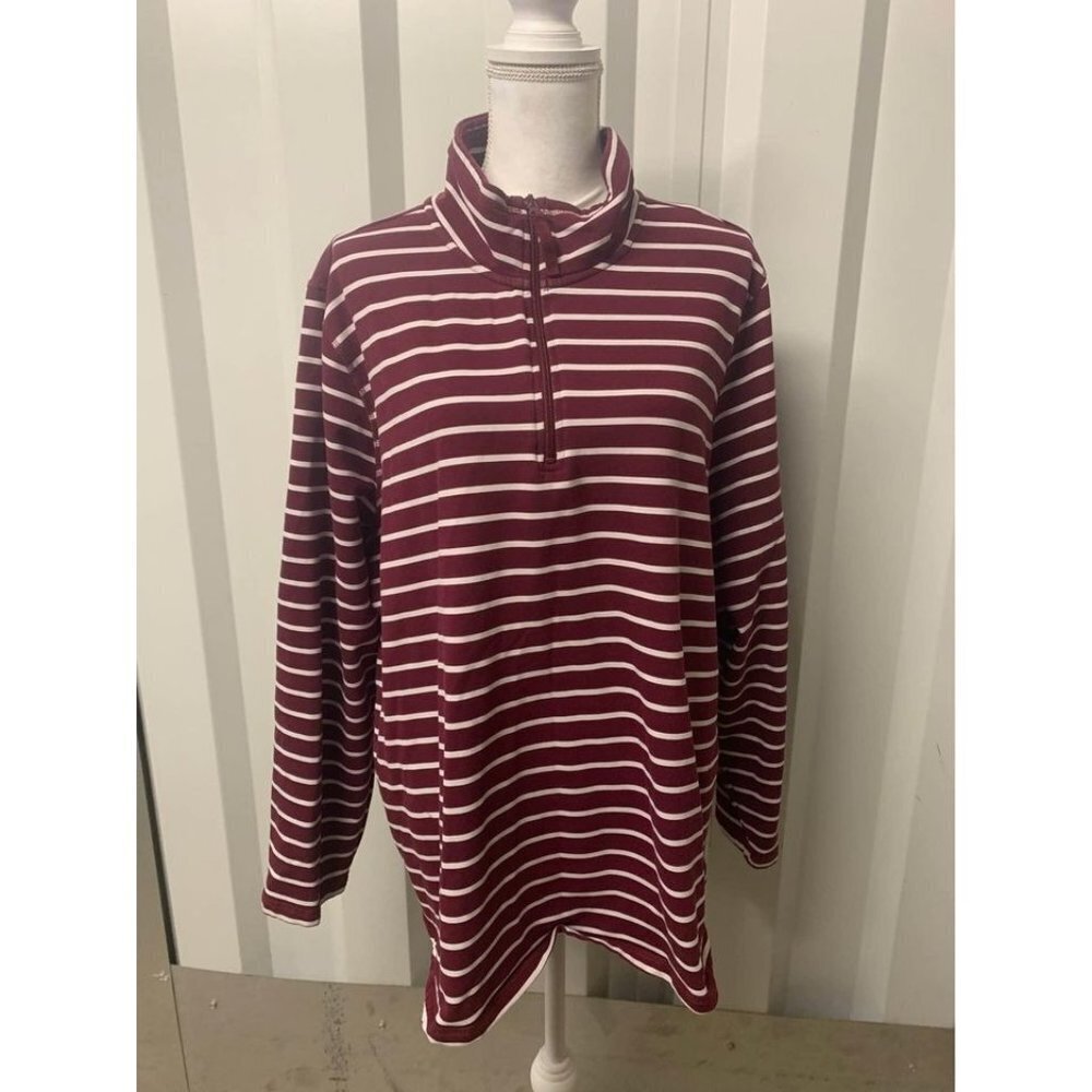 St. Johns Bay Classic Quarter Zip Long Sleeve Top Plus Size 2X Retro Y2K Granny